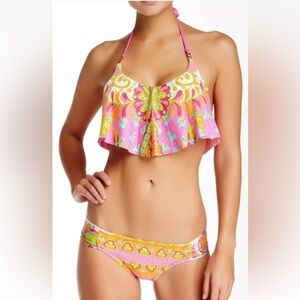 Trina Turk WOODBLOCK BIKINI SET Colorful Paisley women 8 vacation beach resort